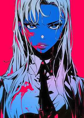 Anime Girl with Blood Splatter