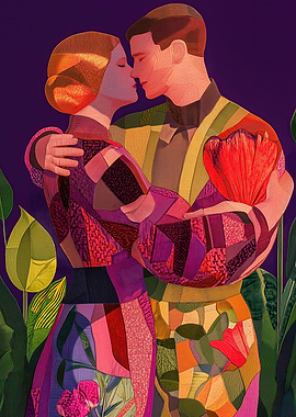 Embroidered Couple - Soul of a Kiss