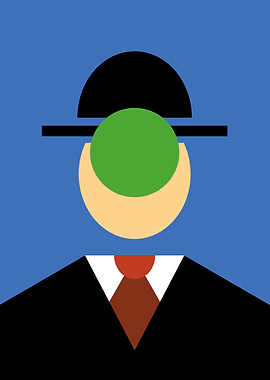 Bauhaus Art Geometric Man in Hat Vintage Retro Minimalistic