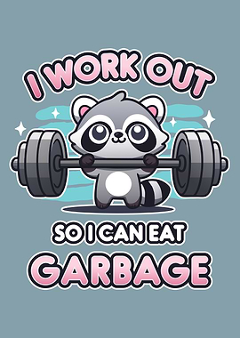 Cute Funny Kawaii Raccoon Workout