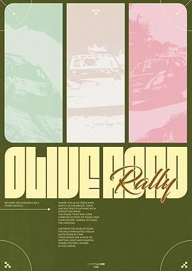 Retro Rally Poster with Mediterranean Colours