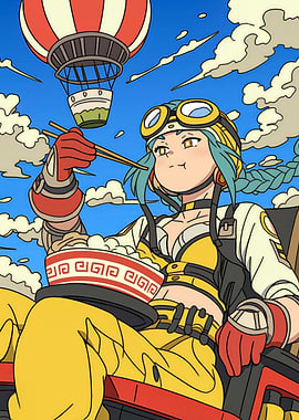 Teal Haired Girl Eating Ramen