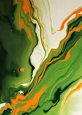 Abstract Green and Orange Swirls
