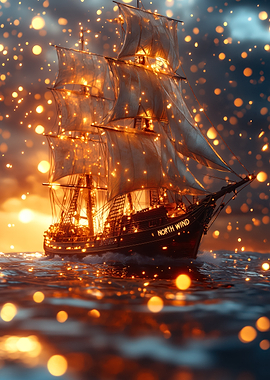 Sailing Ship at Sunset