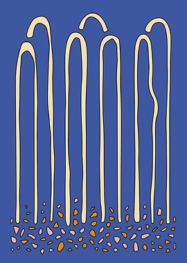 Abstract Organic Lines and Shapes on Blue