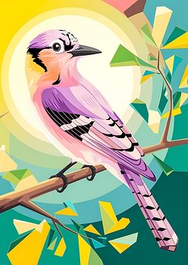 Blush Orchid: The Eurasian Jay in Geometric Nature