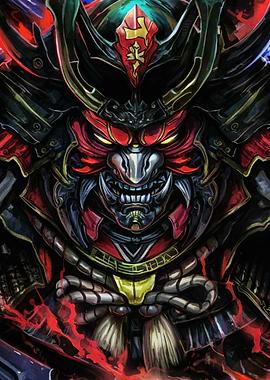 Crimson Samurai Oni Mask