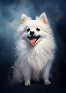 Smiling White Pomeranian