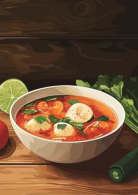 Spicy Thai Soup with Eggs