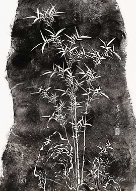 Black and White Bamboo Print