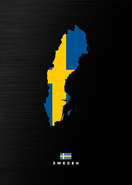 Sweden Map with Flag