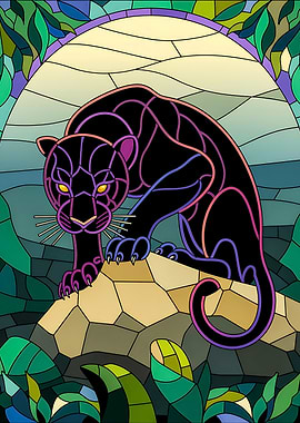 Black Panther Stained Glass