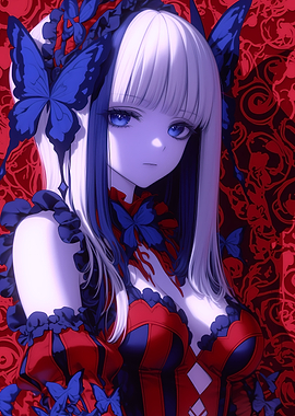 Anime Girl with Butterflies