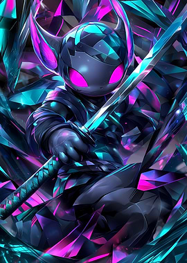 Cyberpunk Axolotl Warrior Animal