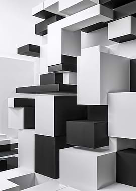 Abstract Black and White Cubes #3
