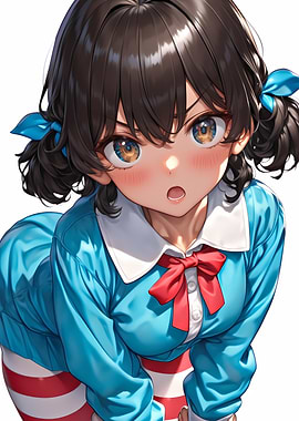 Anime Girl with Blue Bow