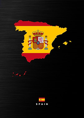 Spain Map with Flag