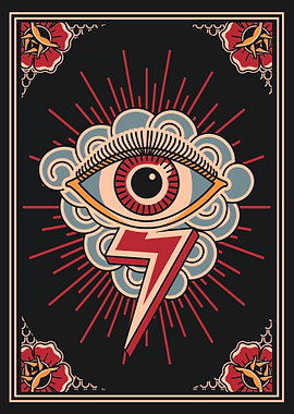 Eye & storm vintage art illustration