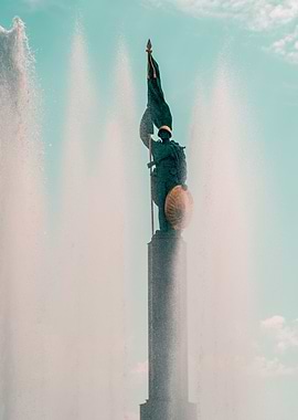 Soldier Statue with Flag
