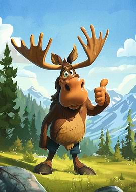 Smiling Moose Cartoon