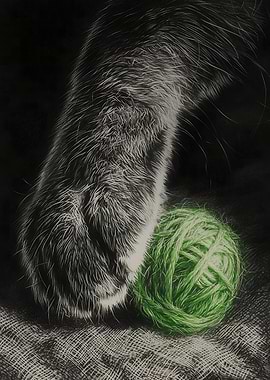 Cat Paw and Yarn Ball