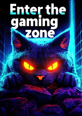 Gaming Cat Neon Art