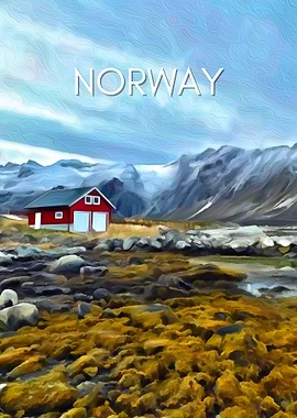 Red Cabin in Norway Mountains