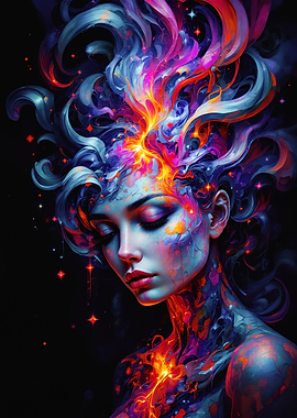 Abstract Woman with Fire