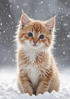 Adorable Kitten in the Snow