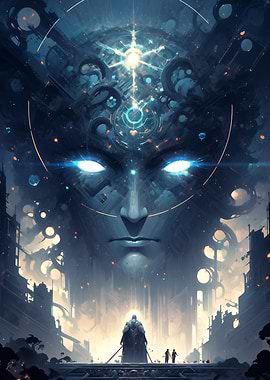 Giant Face in Cityscape