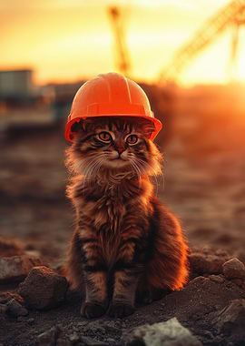 Cat in Hard Hat