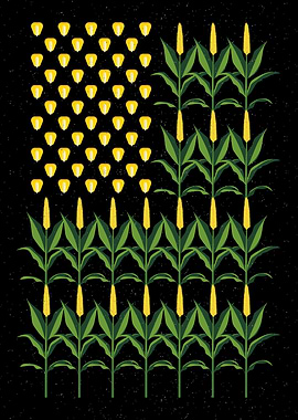 Cornfield Corn Farmer USA Flag Patriotic