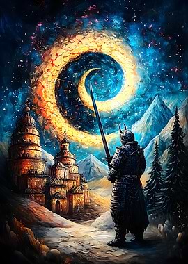 Knight Under Starry Sky