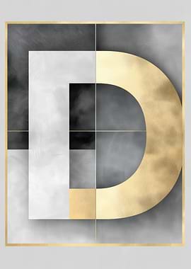 Gold and Grey Letter D