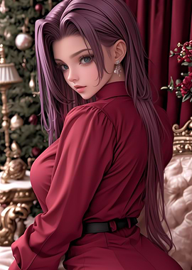 Anime Girl in Red Dress