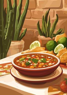 Mexican Soup with Tortilla Chips