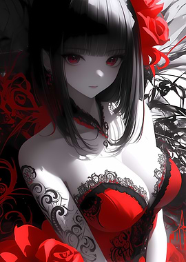 Anime Girl in Red Dress