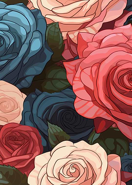 Colorful Roses Illustration