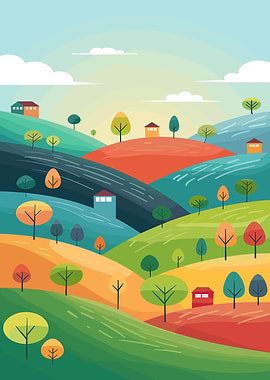 Colorful Hills Landscape