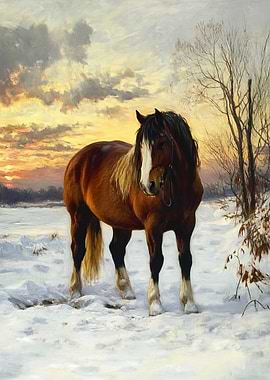 Horse in Winter Landscape