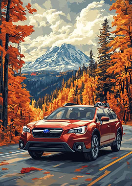Subaru in Autumn Landscape