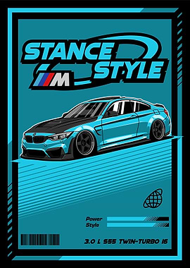 BMW M4 F82 Stance Style Cyan