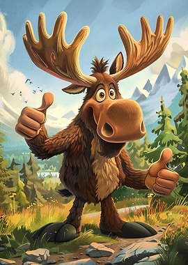 Happy Moose Illustration