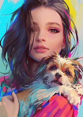 Woman and Dog Portrait