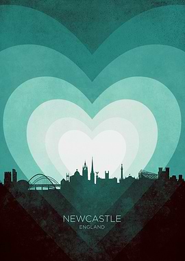 Newcastle England Skyline Hearts Teal