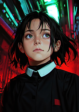 Anime Girl with Green Eyes