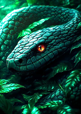 Green Snake in Jungle