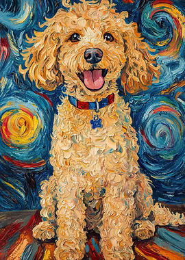 Poodle in Starry Night