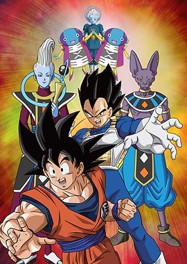 Goku, Vegeta, Whis, Beerus