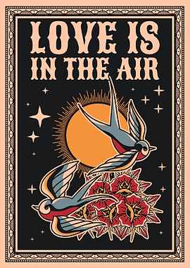 Love is in the air, swallow vintage art